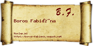 Boros Fabiána névjegykártya
